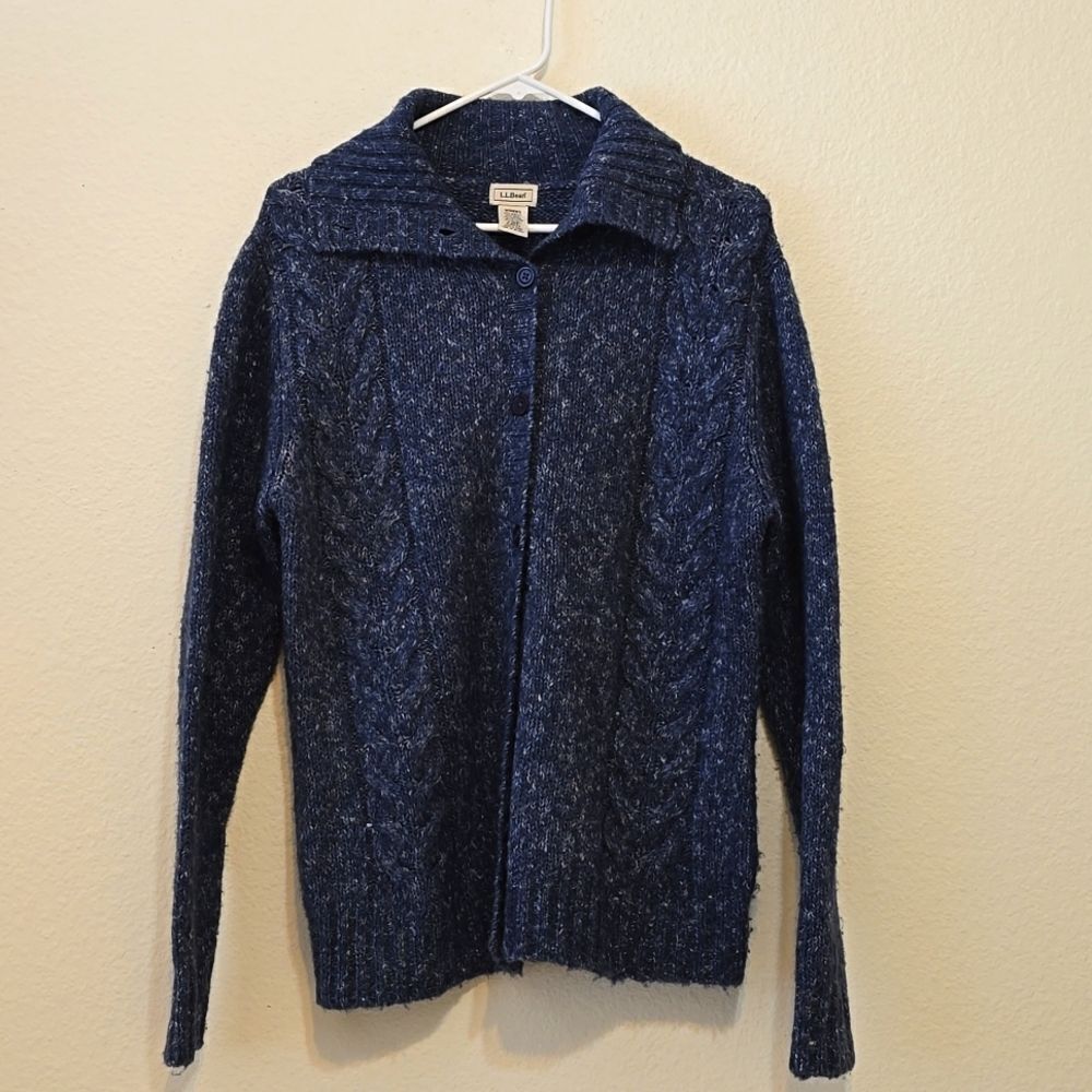 LL Bean chunky Cardigan Sweater Size Large